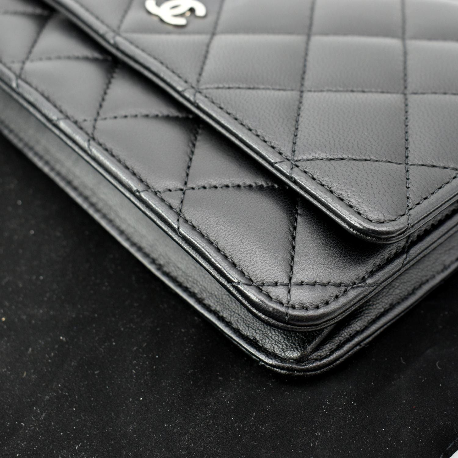 CHANEL Lambskin Quilted Trendy CC Wallet On Chain WOC Black