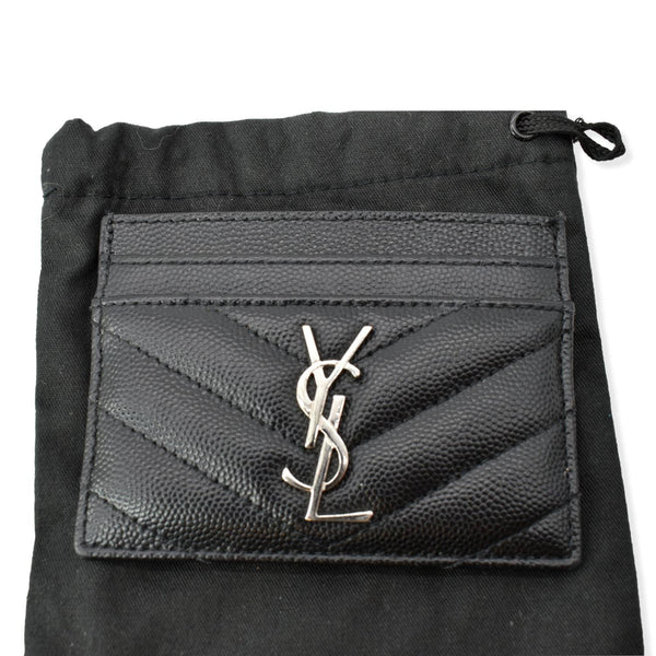 YVES SAINT LAURENT Monogram Grain Leather Card Case Black - Hot Deals