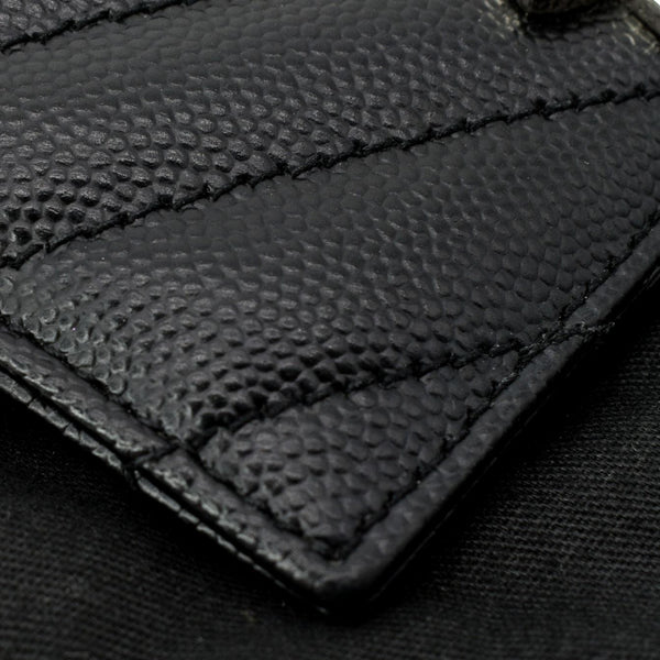YVES SAINT LAURENT Monogram Grain Leather Card Case Black - Hot Deals