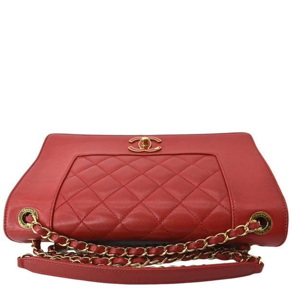 CHANEL Mademoiselle Vintage Flap Sheepskin Leather Shoulder Bag Red