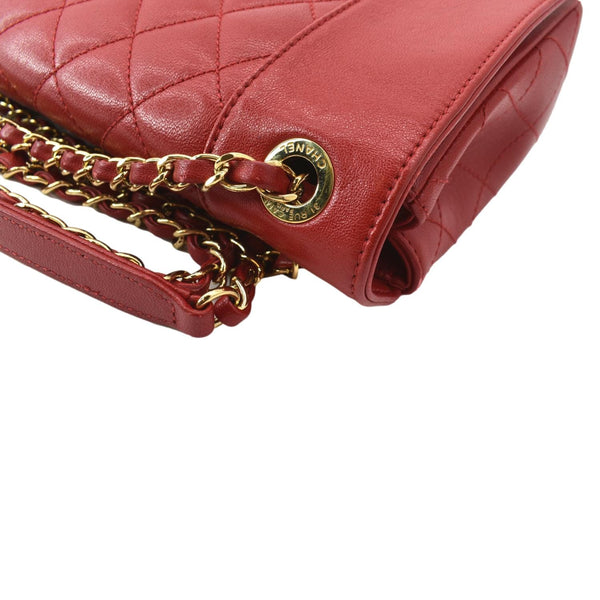 CHANEL Mademoiselle Vintage Flap Sheepskin Leather Shoulder Bag Red