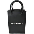 BALENCIAGA Leather Phone Holder Shopping Tote Shoulder Bag Black