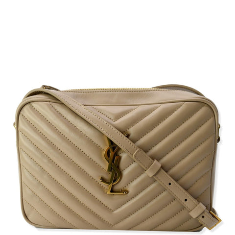 YVES SAINT LAURENT Lou Leather Camera Crossbody Bag Beige