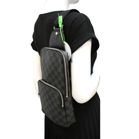 LOUIS VUITTON Avenue Sling Damier Graphite Backpack Bag Black
