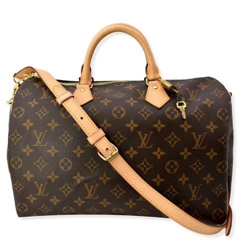 LOUIS VUITTON Speedy 35 Monogram Canvas Shoulder Bag Brown