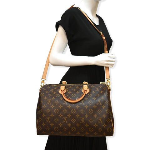 LOUIS VUITTON Speedy 35 Monogram Canvas Shoulder Bag Brown
