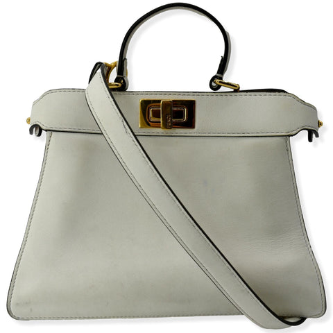FENDI Peekaboo Iseeu Small Leather Tote Bag White