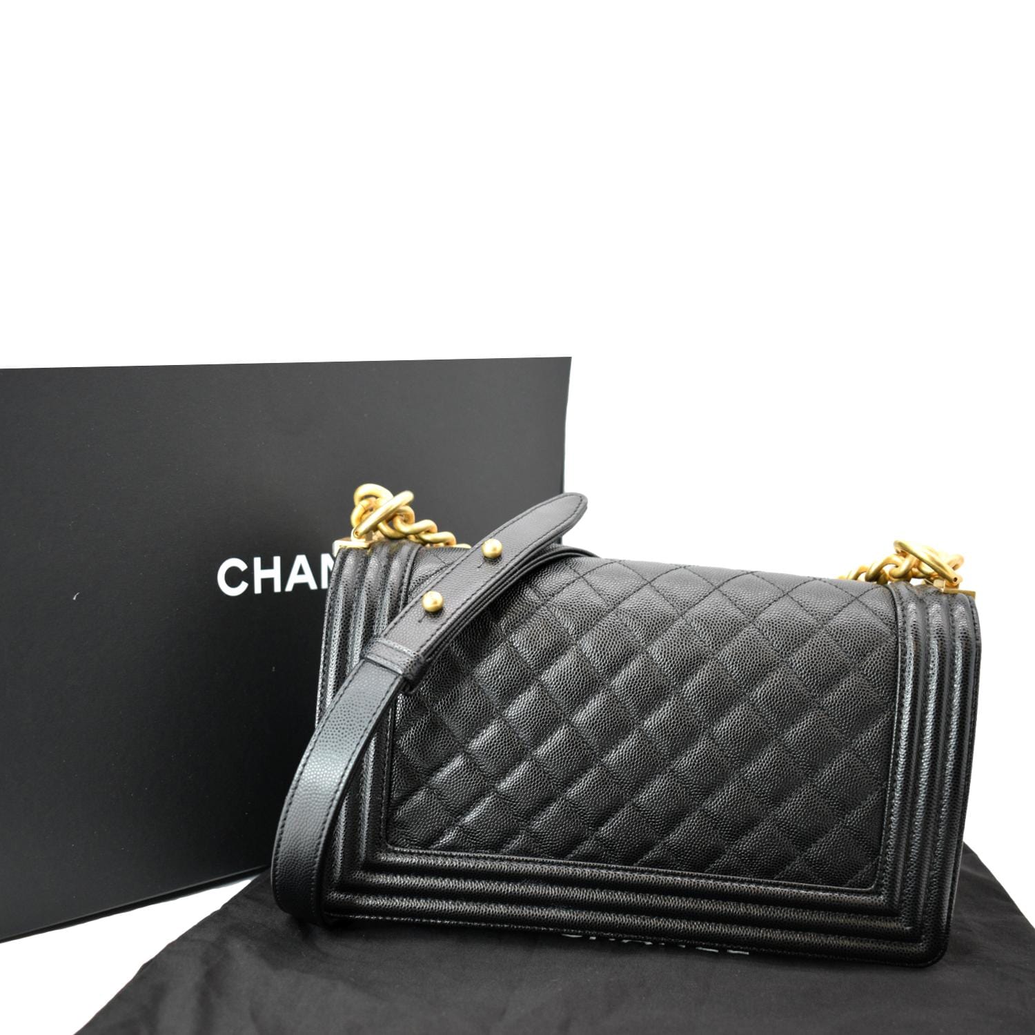Chanel Boy Flap Bag Quilted Caviar Old Medium