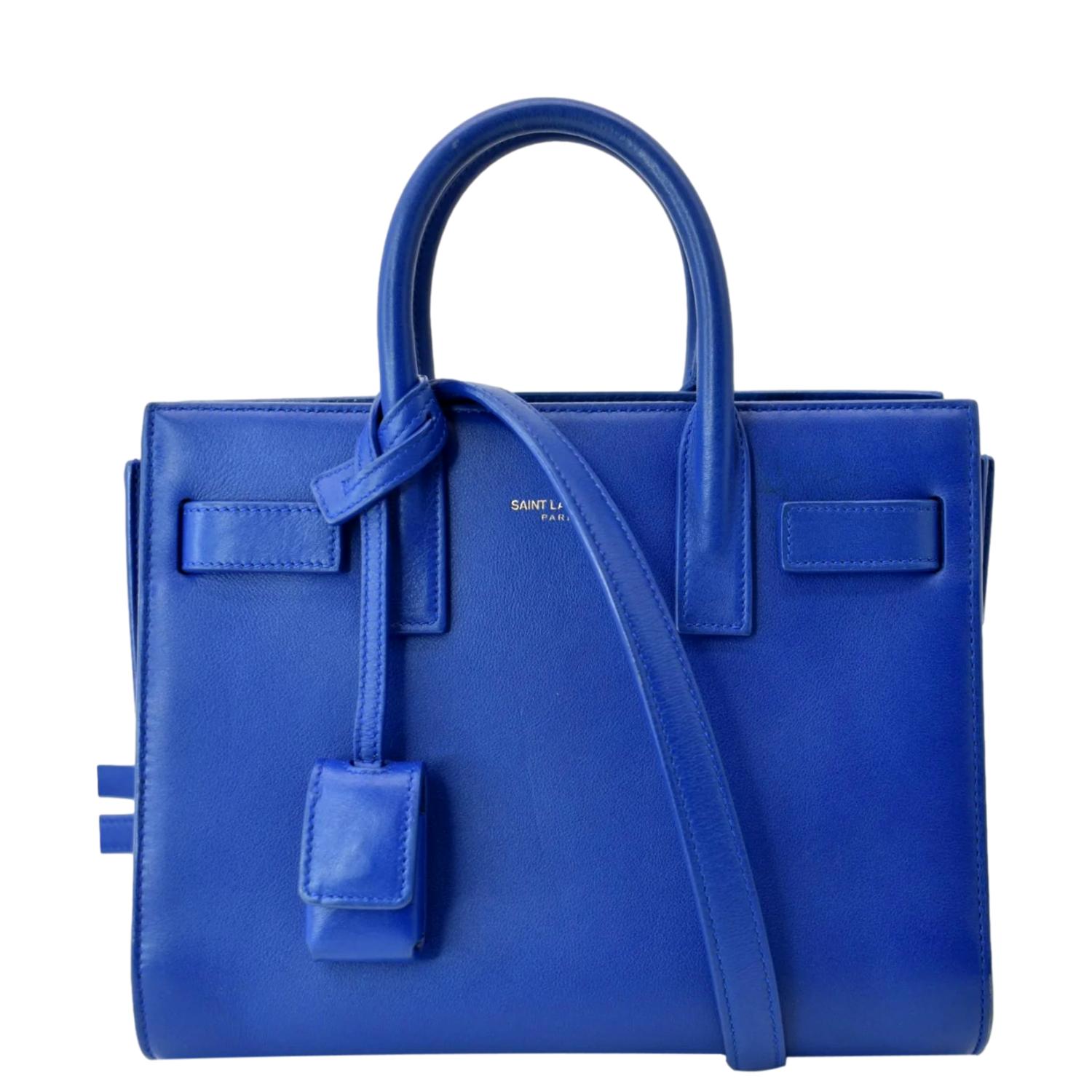 YVES SAINT LAURENT Sac de Jour Leather Shoulder Bag Blue-DDH