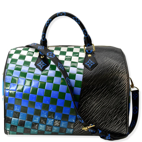 LOUIS VUITTON Race Speedy Bandouliere 30 Epi Monogram Damier Satchel Bag Black