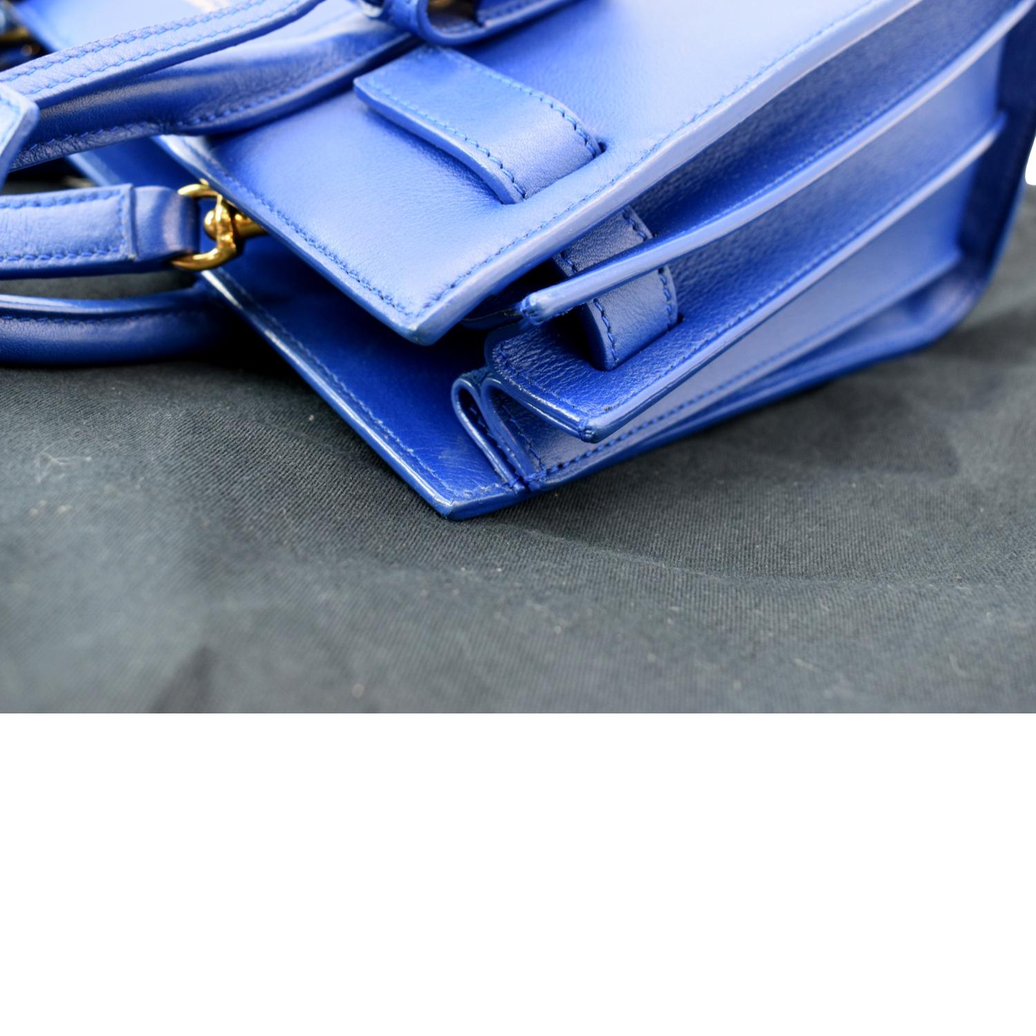 YVES SAINT LAURENT Sac de Jour Leather Shoulder Bag Blue