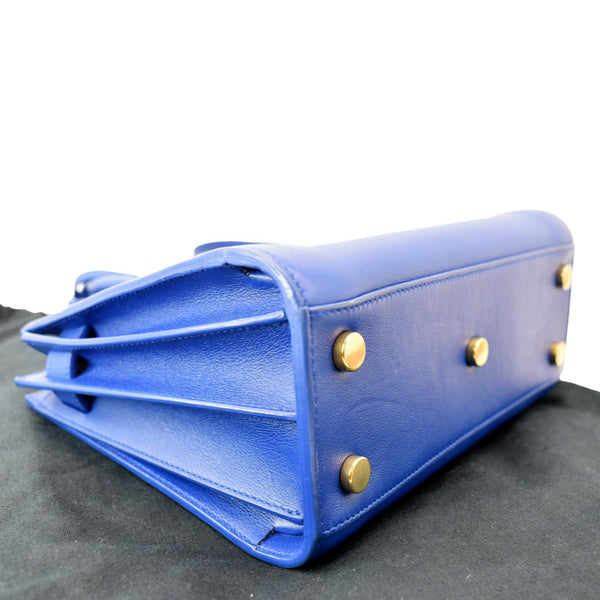 YVES SAINT LAURENT Sac de Jour Leather Shoulder Bag Blue-DDH