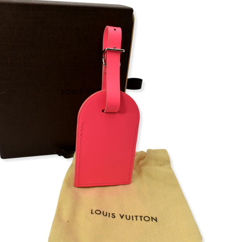 LOUIS VUITTON Leather Luggage Tag Hot Pink