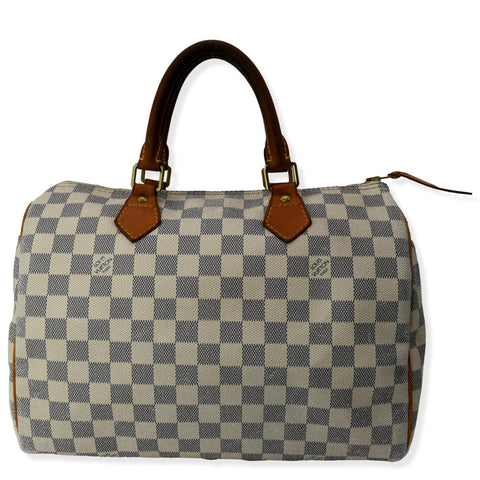 LOUIS VUITTON Speedy 30 Damier Azur Satchel Bag White