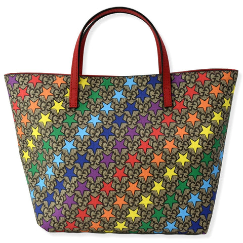 GUCCI Children's Rainbow Star Supreme Canvas Tote Bag Multicolor 410812