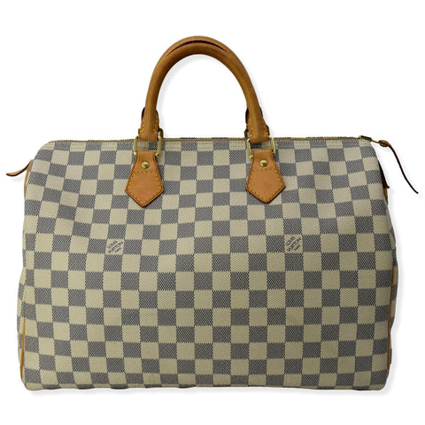 LOUIS VUITTON Speedy 35 Damier Azur Satchel Bag White