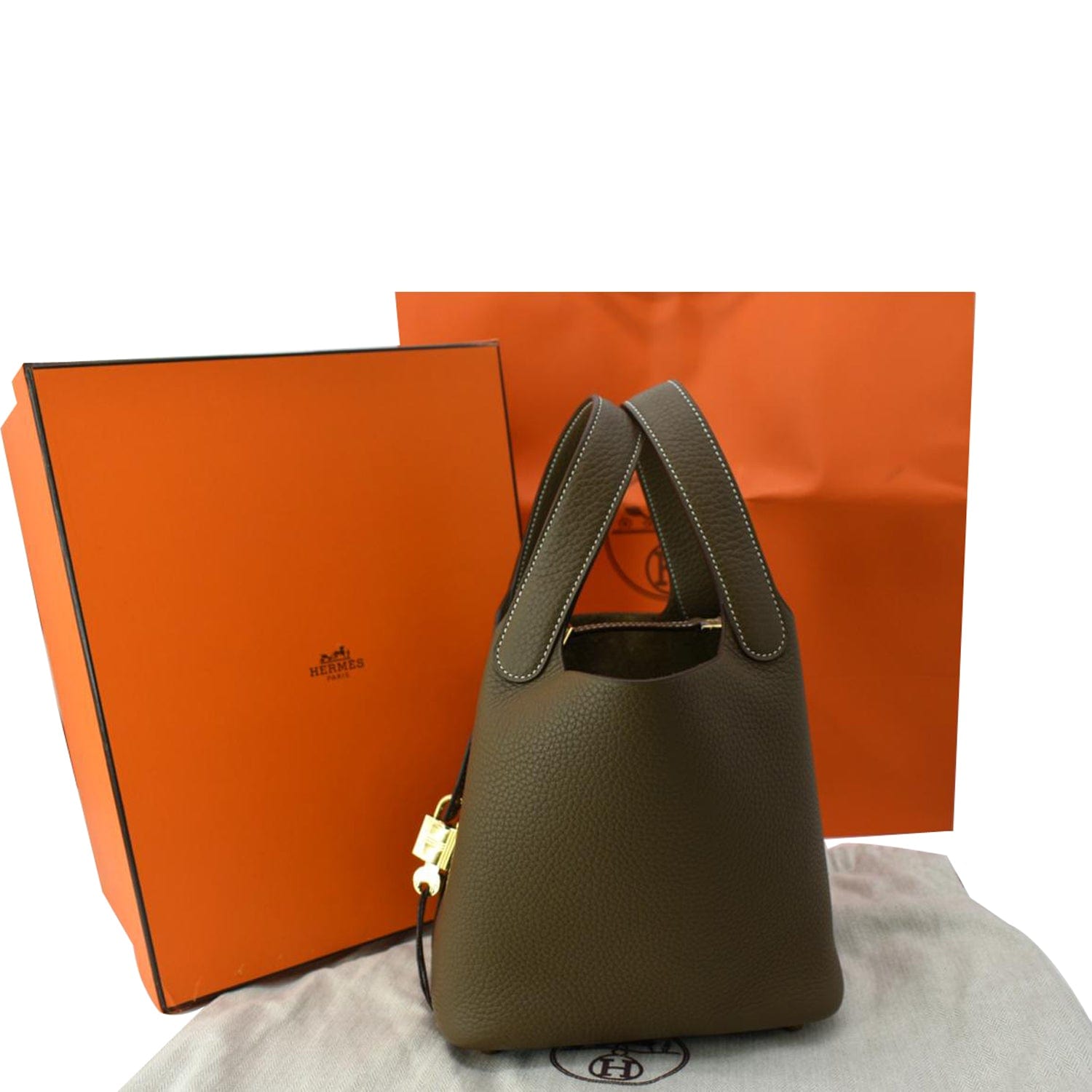 Hermes Picotin 18 Taurillon Clemence Orange With Gold Hardware