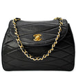 CHANEL Rare Wave GHW CC Flap Vintage Lambskin Shoulder Bag Black