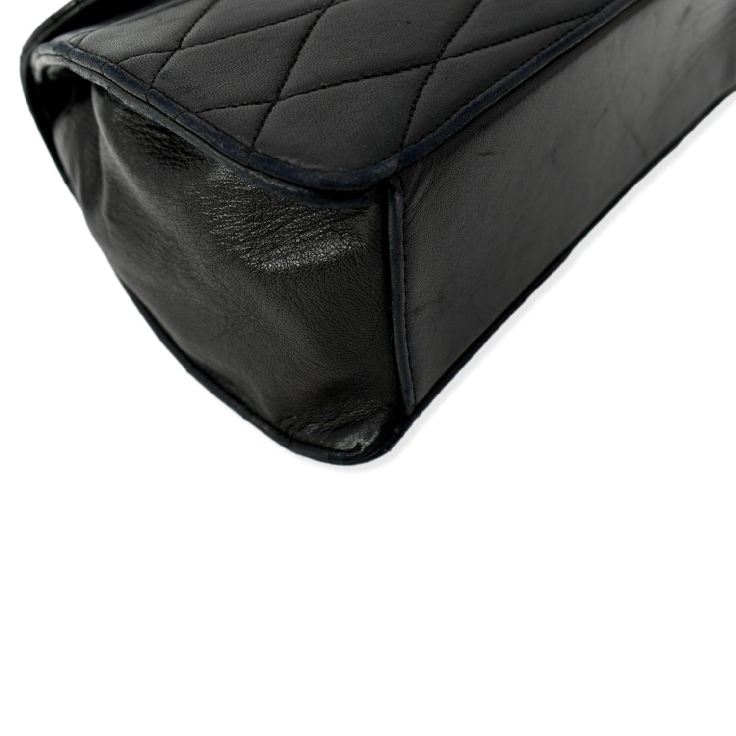 CHANEL Rare Wave GHW CC Flap Vintage Lambskin Shoulder Bag Black