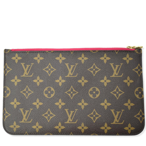 LOUIS VUITTON Neverfull Monogram Canvas Pochette Wristlet Pouch Brown