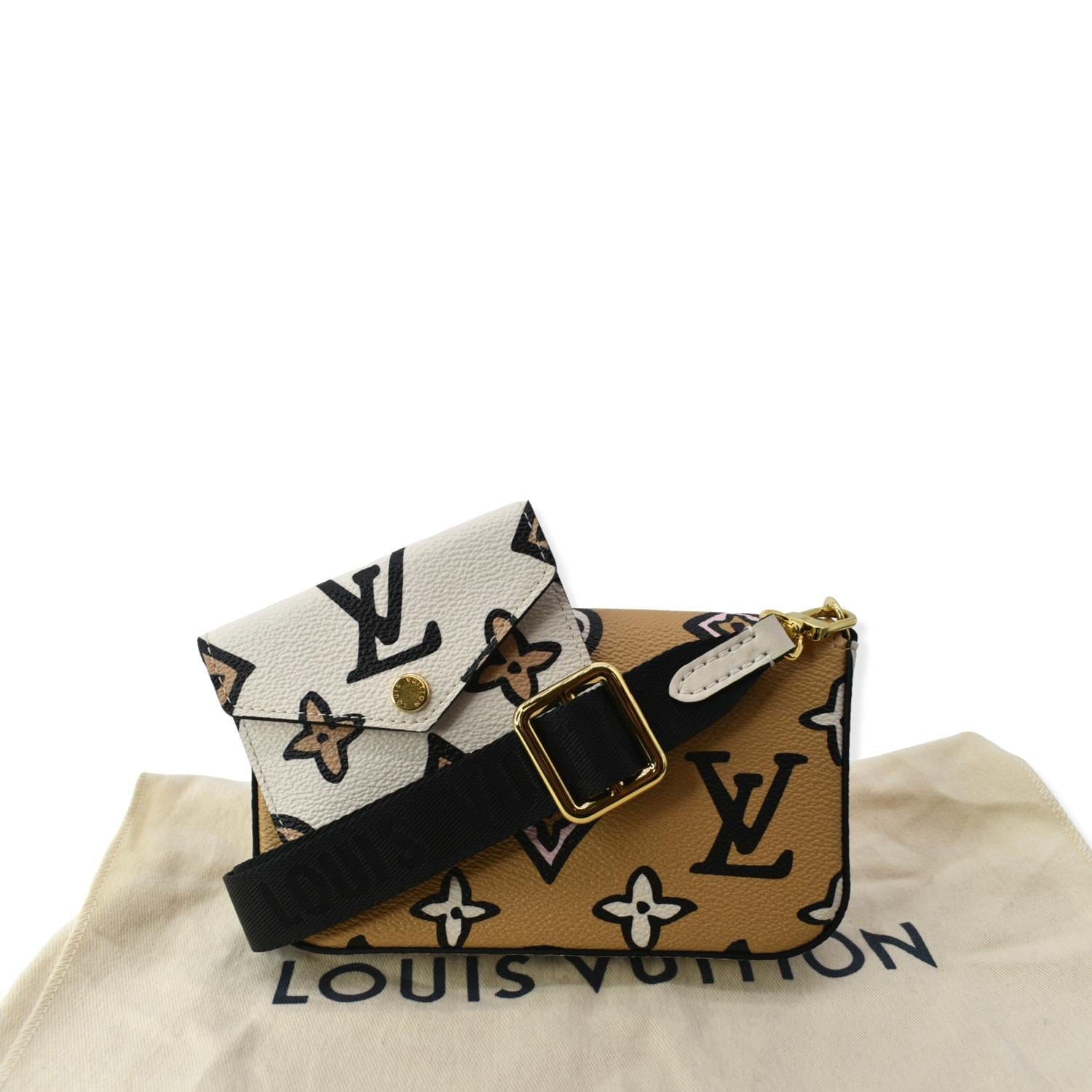 white and gold louis belt bag