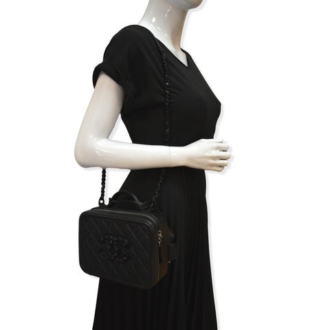 CHANEL Incognito CC Filigree Vanity Lambskin Shoulder Bag So Black