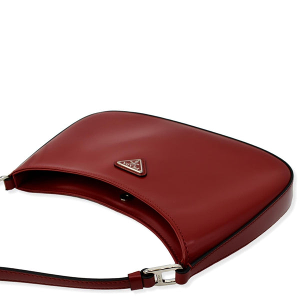 PRADA Cleo Brushed Leather Shoulder Bag Scarlet