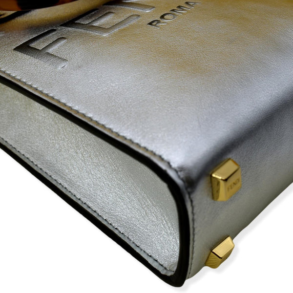 FENDI Mini Sunshine Plexiglass Laminated Leather Shopper Tote Crossbody Bag Silver - Hot Deals
