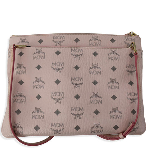 MCM Visetos Medium Canvas Crossbody Pouch Pink