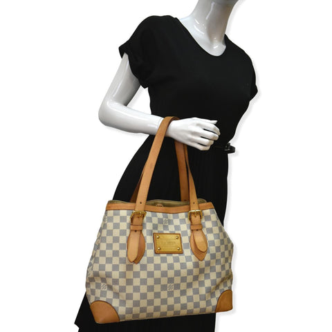 LOUIS VUITTON Hampstead MM Damier Azur Shoulder Bag White