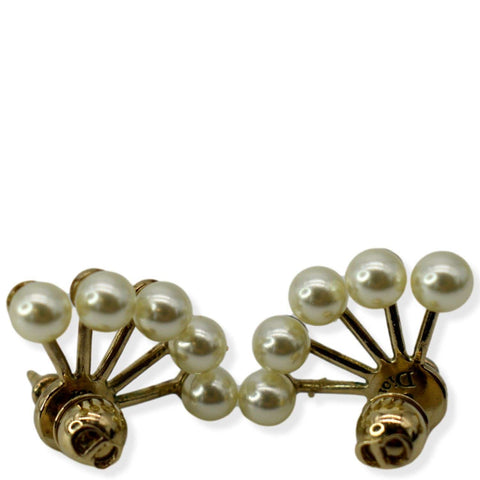 CHRISTIAN DIOR La Petite Tribale Metal Resin Pearls Earrings Gold