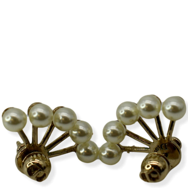 CHRISTIAN DIOR La Petite Tribale Metal Resin Pearls Earrings Gold