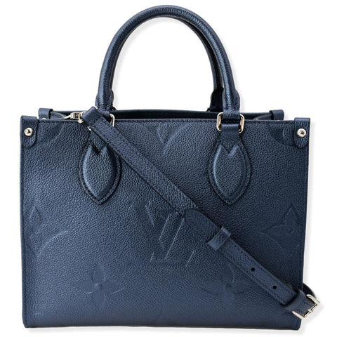LOUIS VUITTON Onthego PM Monogram Empreinte Tote Shoulder Bag Navy Nacre