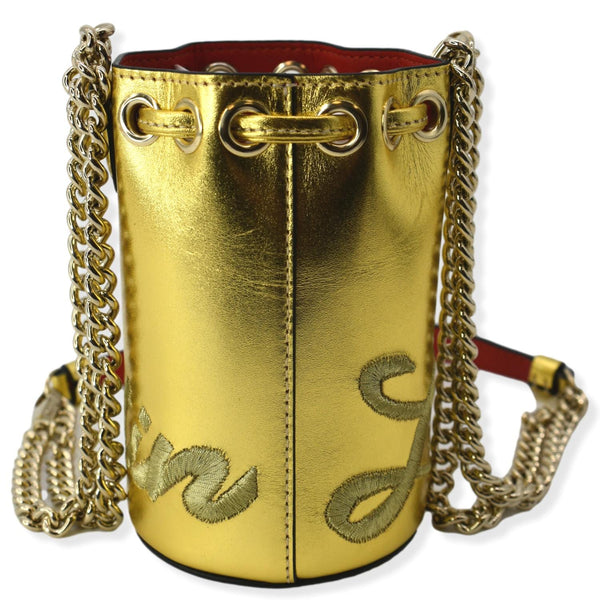 CHRISTIAN LOUBOUTIN Mary Jane Bucket Mini Leather Shoulder Bag Gold