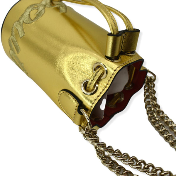 CHRISTIAN LOUBOUTIN Mary Jane Bucket Mini Leather Shoulder Bag Gold