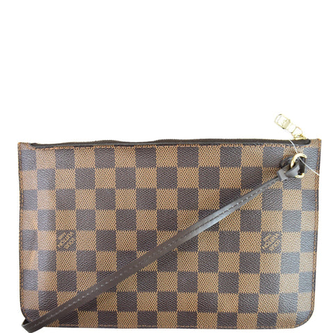 LOUIS VUITTON Pochette Wristlet Pouch Damier Ebene Neverfull MM Brown