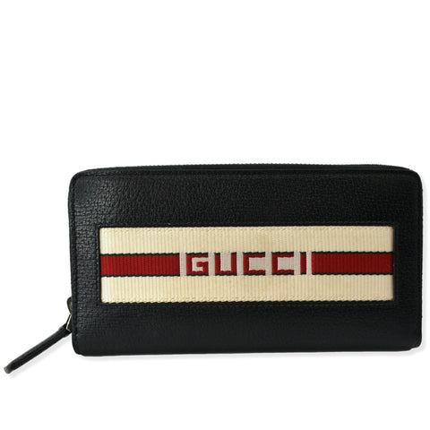 GUCCI Logo Zip Around Leather Wallet Black 408831