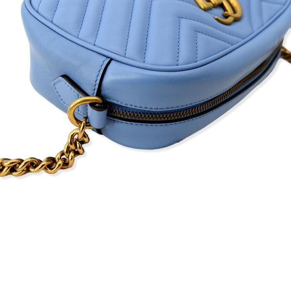 GUCCI GG Marmont Matelasse Leather Crossbody Bag Blue 447632