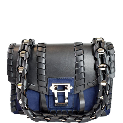 PROENZA SCHOULER Hava Whipstitch Leather Chain Shoulder Bag Navy Blue