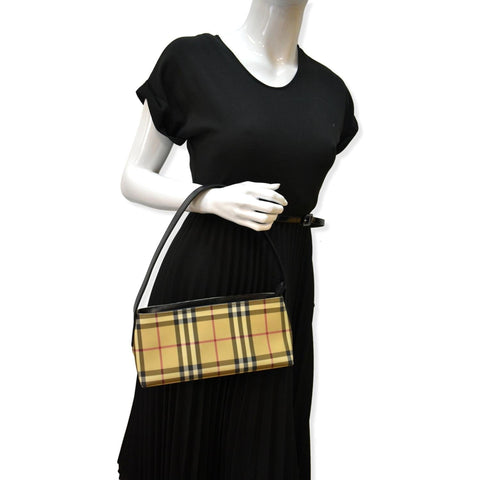 BURBERRY Nova Check Coated Canvas Baguette Bag Beige