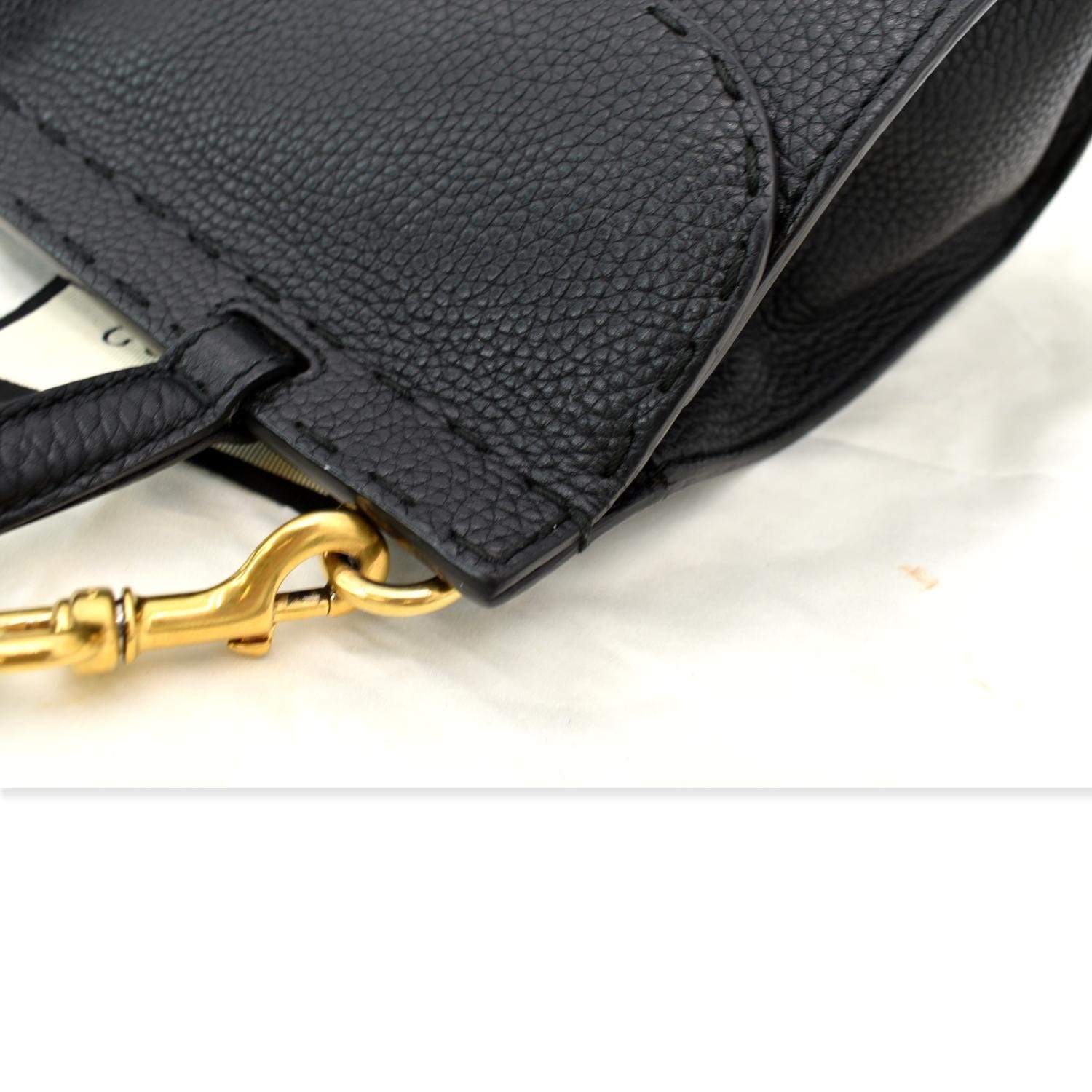 GUCCI GG Marmont Leather Top Handle Shoulder Bag Black 442622