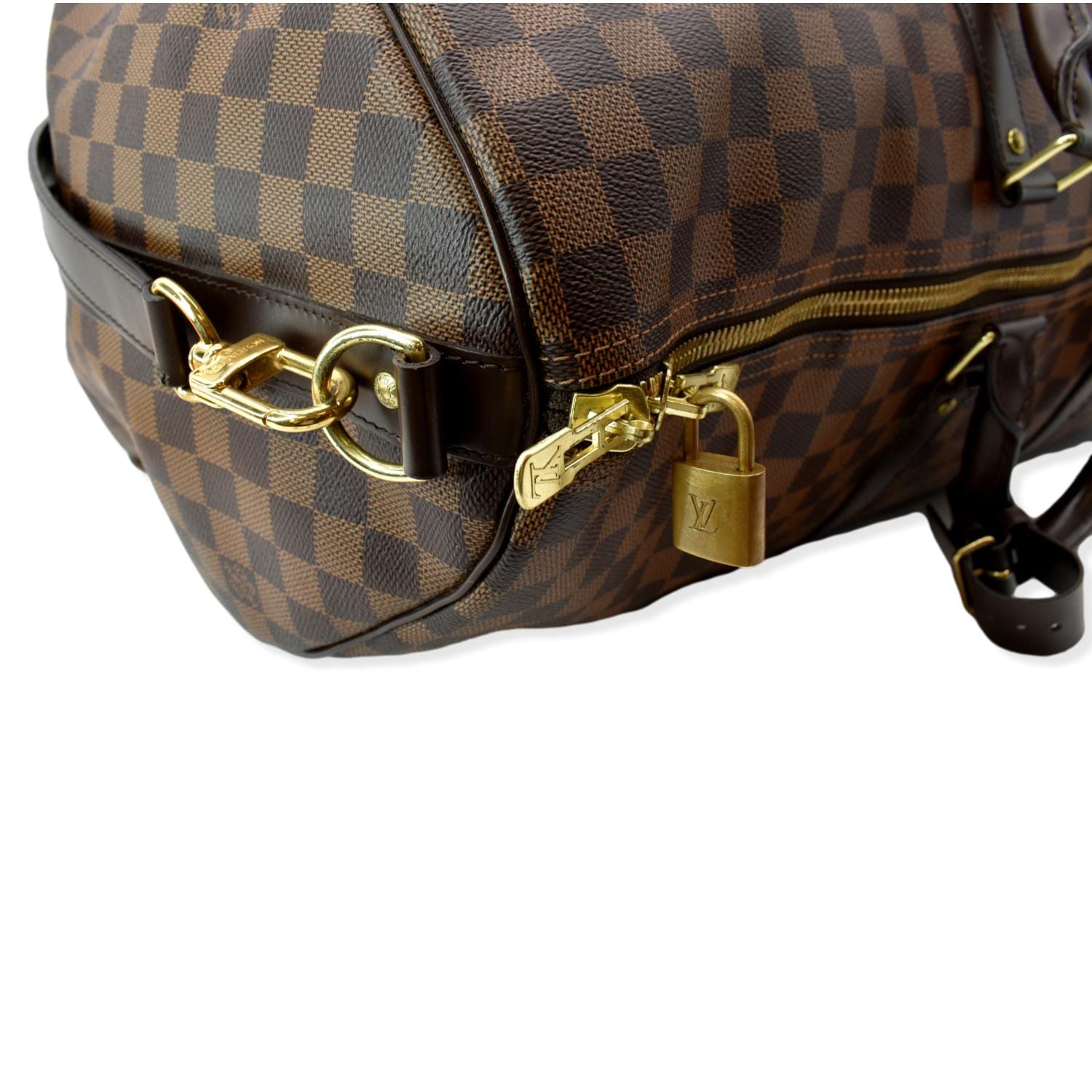 LOUIS VUITTON Keepall Bandouliere 55 Damier Ebene Travel Bag Brown