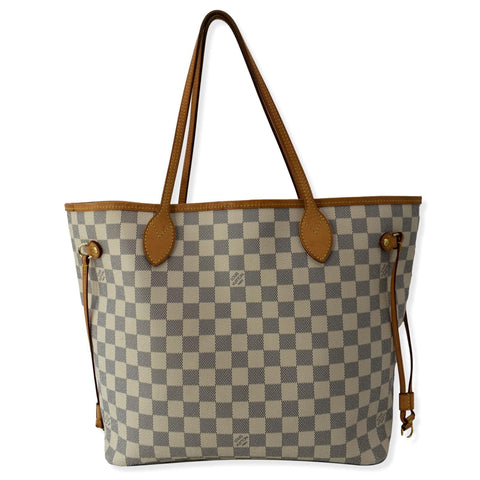 LOUIS VUITTON  Neverfull MM Damier Azur Shoulder Bag White