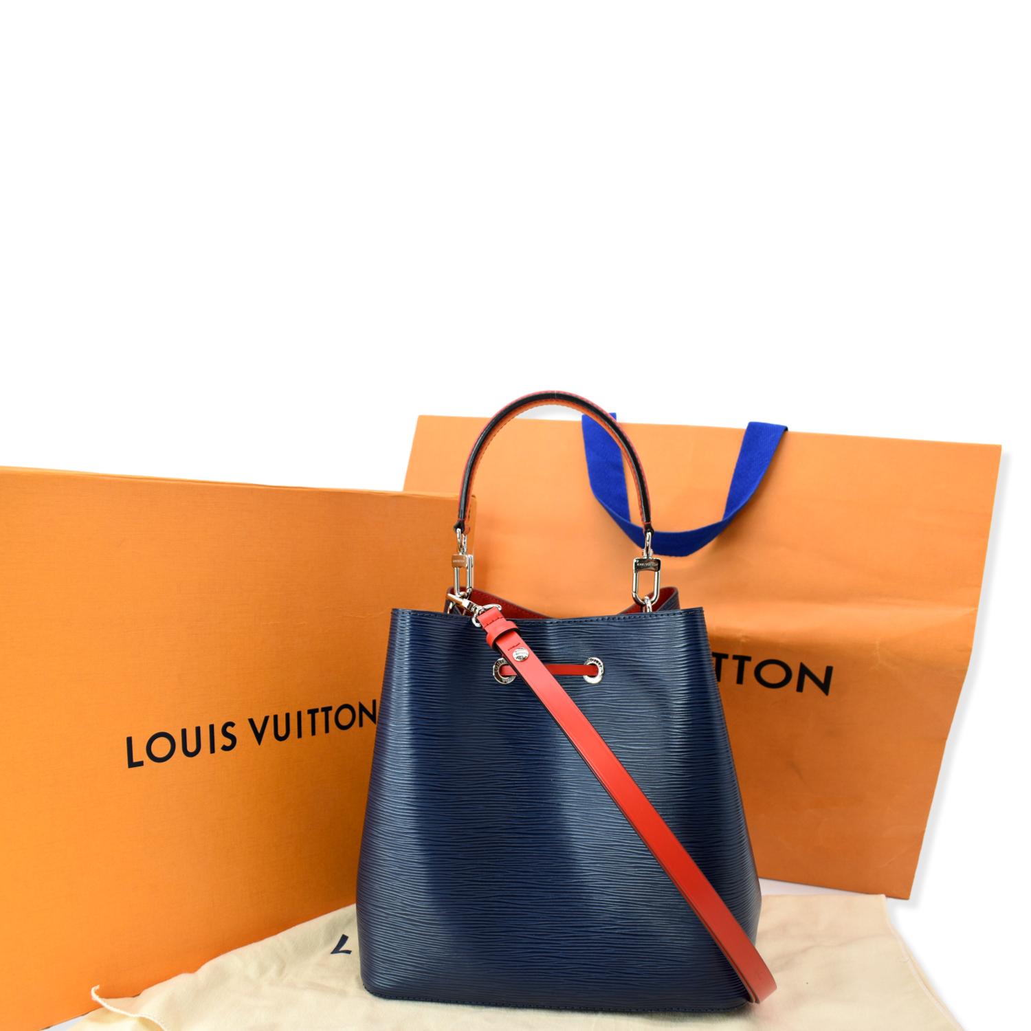 AUTHENTIC LOUIS VUITTON Epi Leather NeoNoe Bucket Shoulder Bag Blue Red