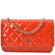 CHANEL WOC Patent Leather Wallet On Chain Clutch Bag Red