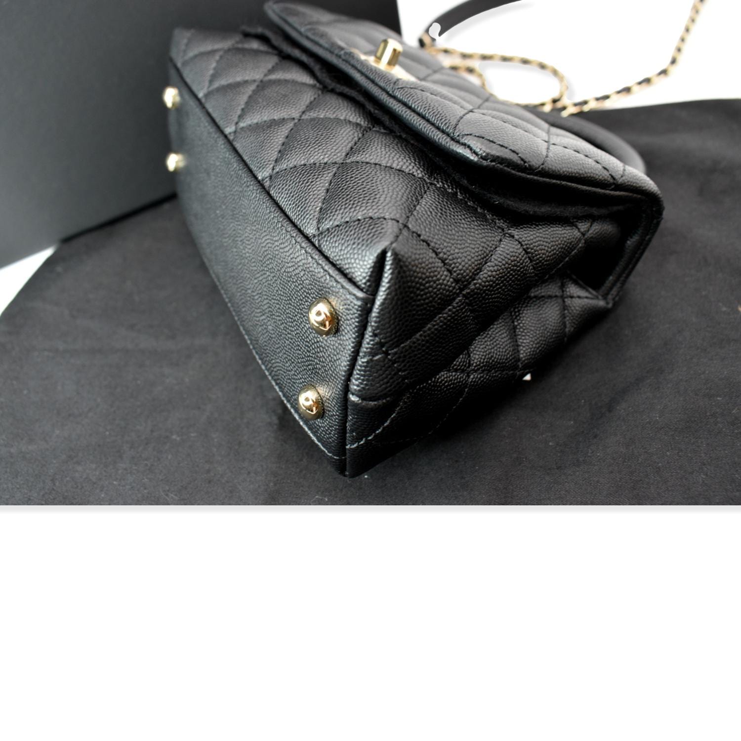 chanel top handle bag white black