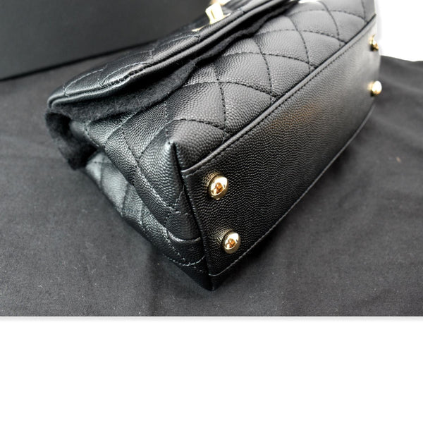 CHANEL silk Coco Extra Mini Top Handle Caviar Leather Shoulder Bag Black