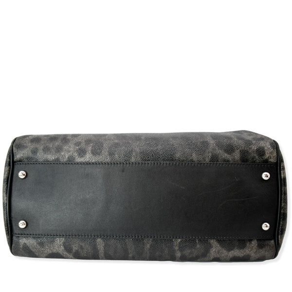 DOLCE & GABBANA Miss Sicily Leopard Print Leather Shoulder Bag Black - 10% OFF