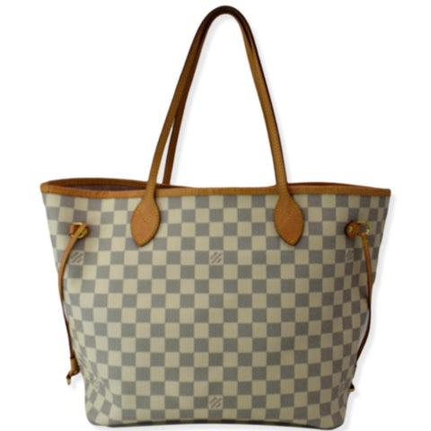 LOUIS VUITTON Neverfull MM Damier Azur Tote Bag White