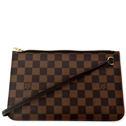 LOUIS VUITTON Neverfull Damier Ebene Pochette Wristlet Pouch Brown